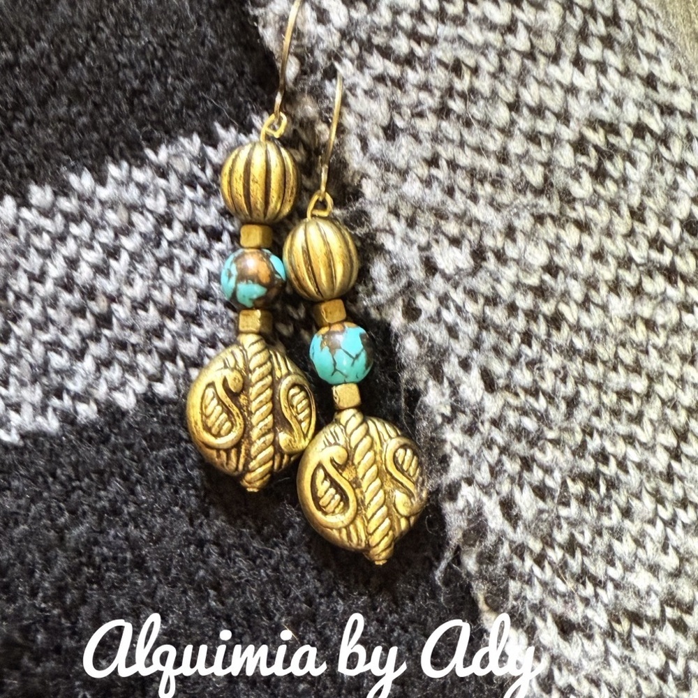 Turquoise colorful handmade earrings